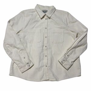 Women’s White Wrangler Corduroy Double Pocket Button-Up Outerwear Chore Shirt